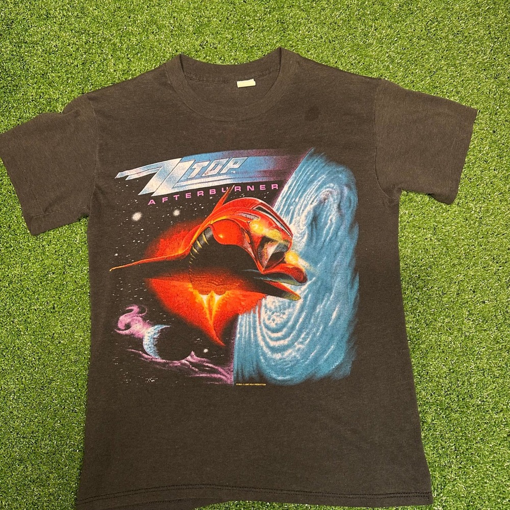 Vintage 1986 ZZ Top Afterburner Tour T-Shirt Single Stitch Black Rock Band Tee